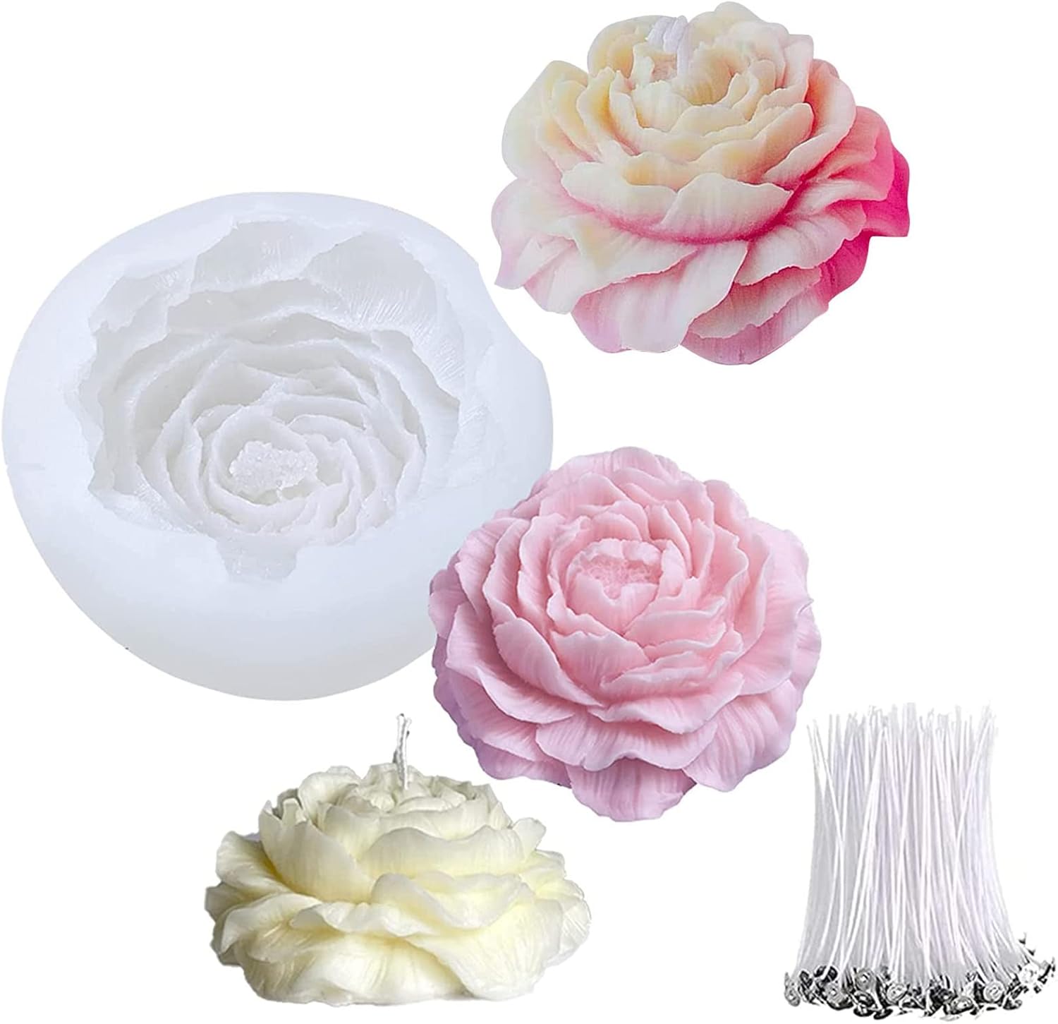 Candle Warning Label - Silicone 3D Peony Candle Mould Candle